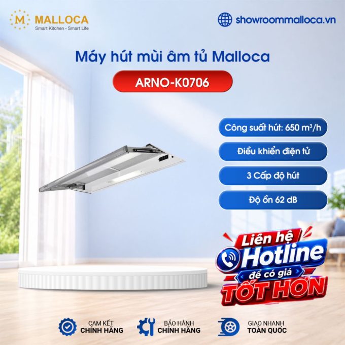 Máy hút mùi âm tủ 60cm Malloca Arno K0706
