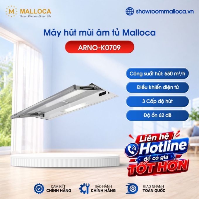Máy hút mùi âm tủ 90cm Malloca Arno K0709