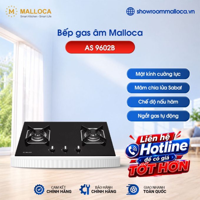 Bếp gas 2 âm Malloca AS 9602B