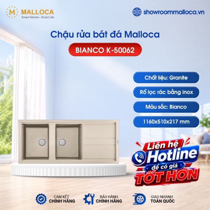 Chậu rửa bát Malloca BIANCO K-50062