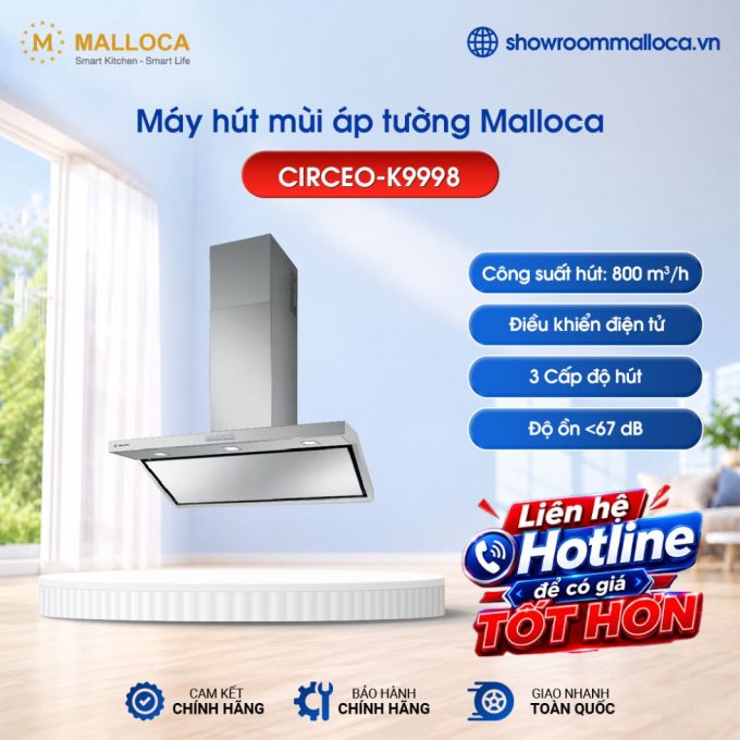 Máy hút mùi áp tường Malloca Circeo-K9998