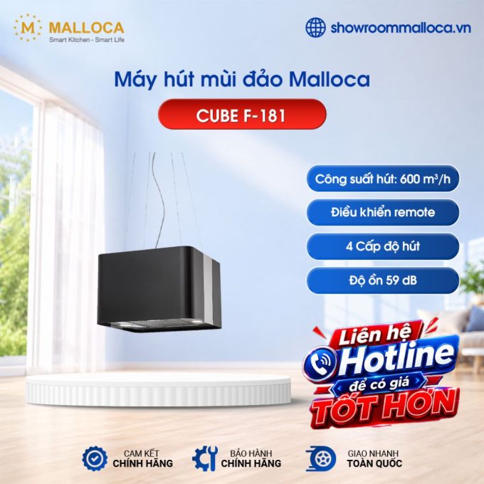 Máy hút mùi đảo Malloca CUBE F-181
