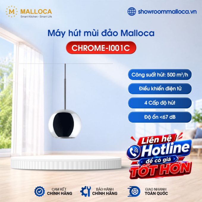 Máy hút mùi đảo Malloca Sphera Chrome-I001C