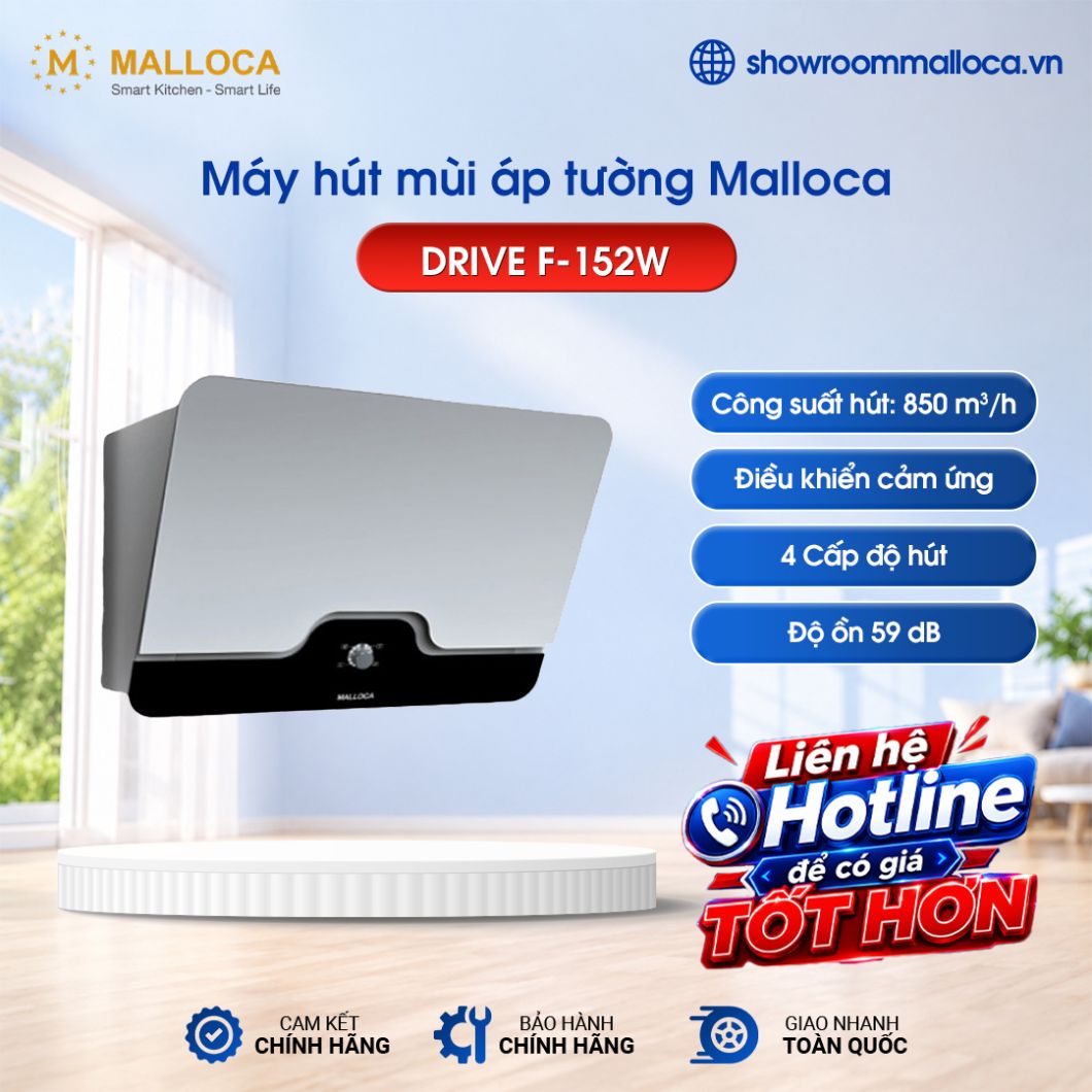 Máy hút mùi áp tường Malloca DRIVE F-152W