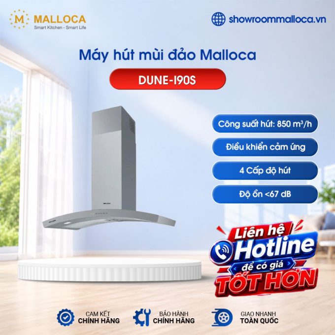 Máy hút mùi đảo Malloca DUNE-I90S