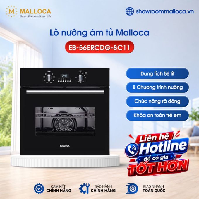 Lò nướng âm tủ 56L Malloca EB-56ERCDG-8C11R