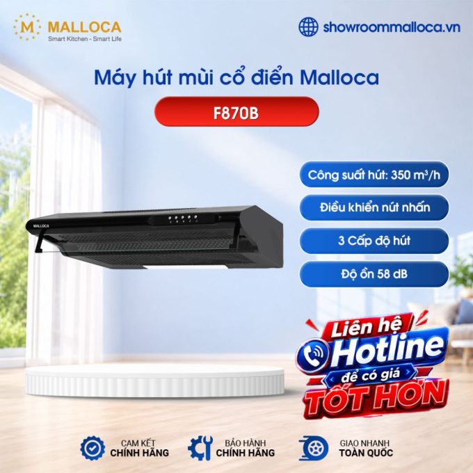 Máy hút mùi cổ điển Malloca Classic F870B