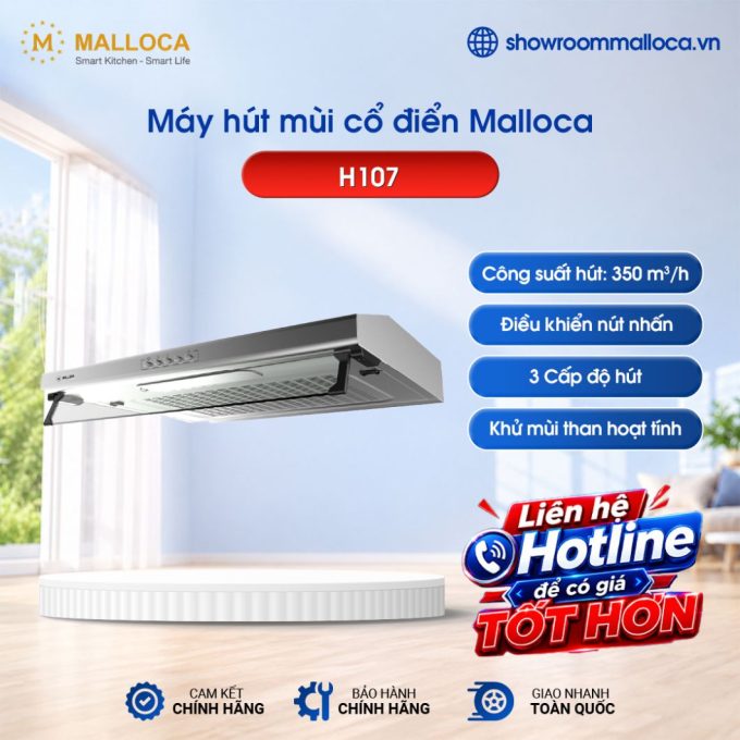 Máy hút mùi cổ điển 70cm Malloca H107 (Thân Inox)