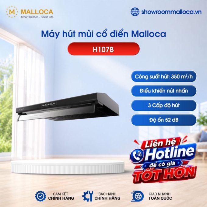 Máy hút mùi cổ điển 70cm Malloca H107B (Màu đen)