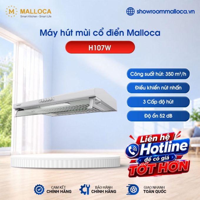Máy hút mùi cổ điển 70cm Malloca H107W ( Màu trắng)