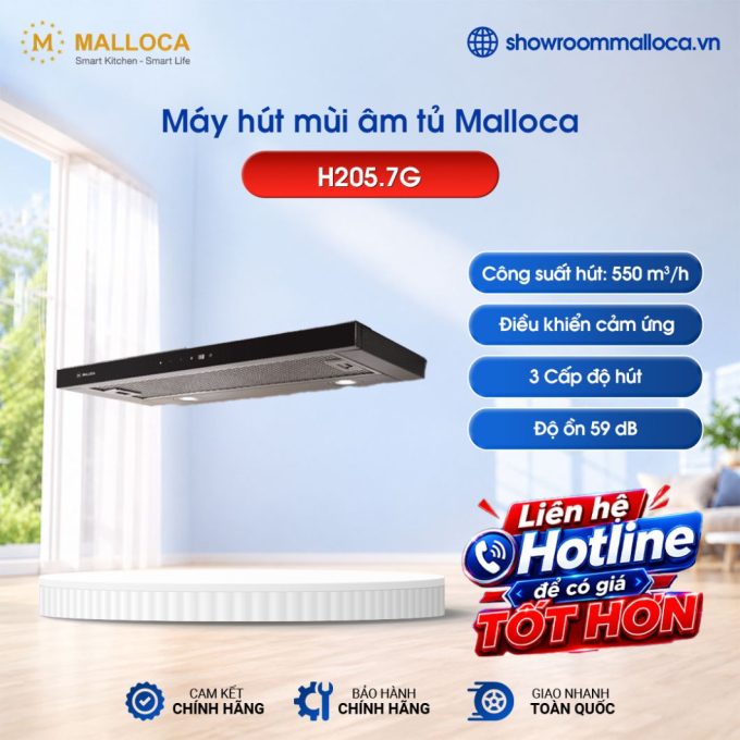 Máy hút mùi âm tủ Malloca H205.7G