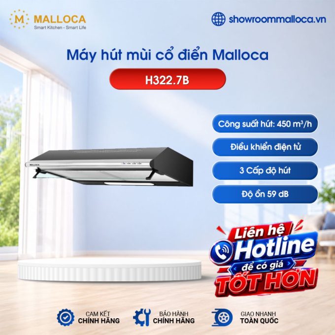 Máy hút mùi cổ điển Malloca classic  H322.7B