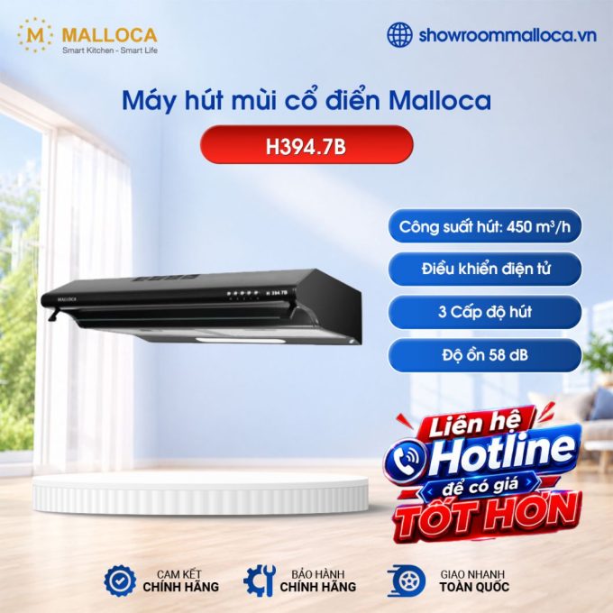 Máy hút mùi cổ điển Malloca classic H394.7B