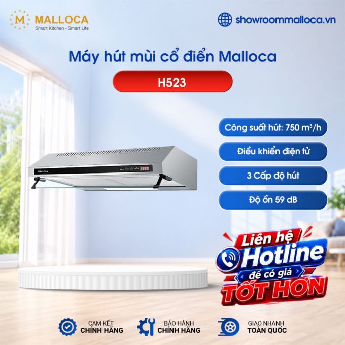 Máy hút mùi cổ điển Malloca classic H523 cao cấp