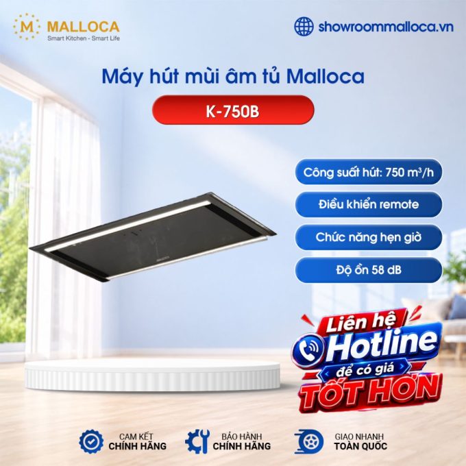 Máy hút khói khử mùi âm tủ Malloca Line Light K-750B