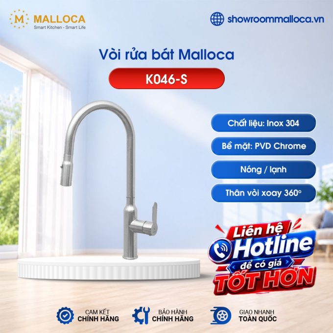 Vòi rửa bát nóng lạnh Malloca K046-S