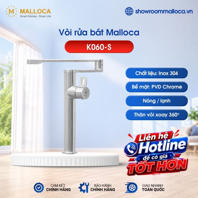 Vòi rửa bát nóng lạnh Malloca K060-S