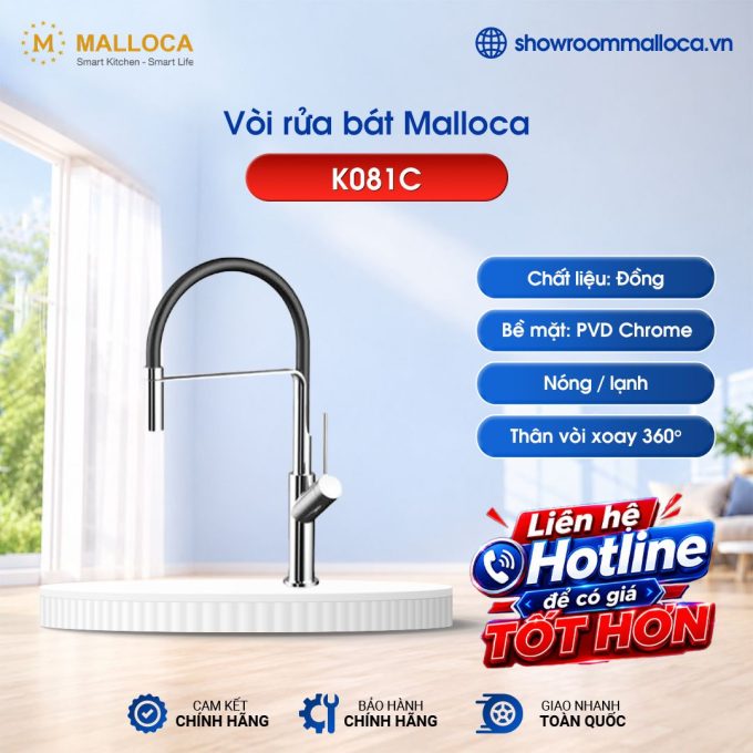 Vòi rửa bát nóng lạnh Malloca K081C