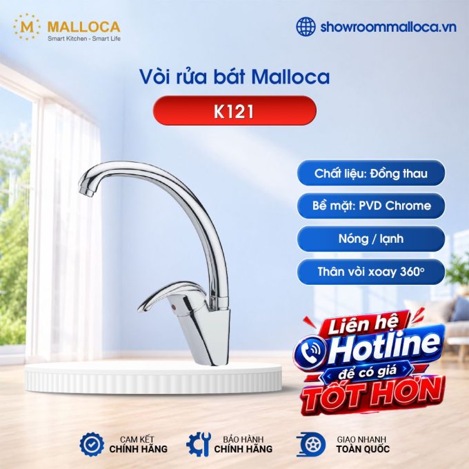 Vòi rửa bát nóng lạnh Malloca K121