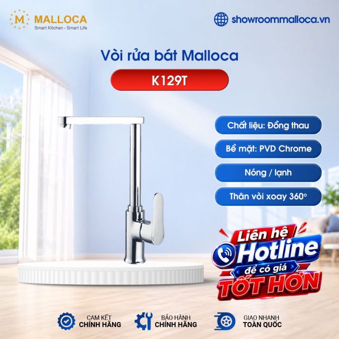 Vòi rửa bát nóng lạnh Malloca K129T