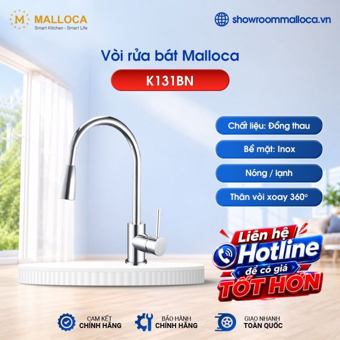 Vòi rửa bát nóng lạnh Malloca K131BN