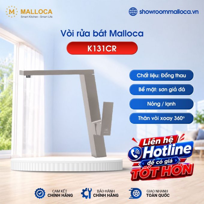 Vòi rửa bát nóng lạnh Malloca K131CR