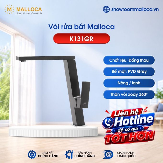 Vòi rửa bát nóng lạnh Malloca K131GR