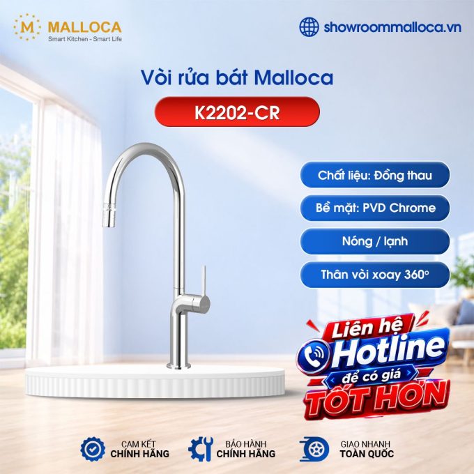 Vòi rửa chén Malloca K2202-CR