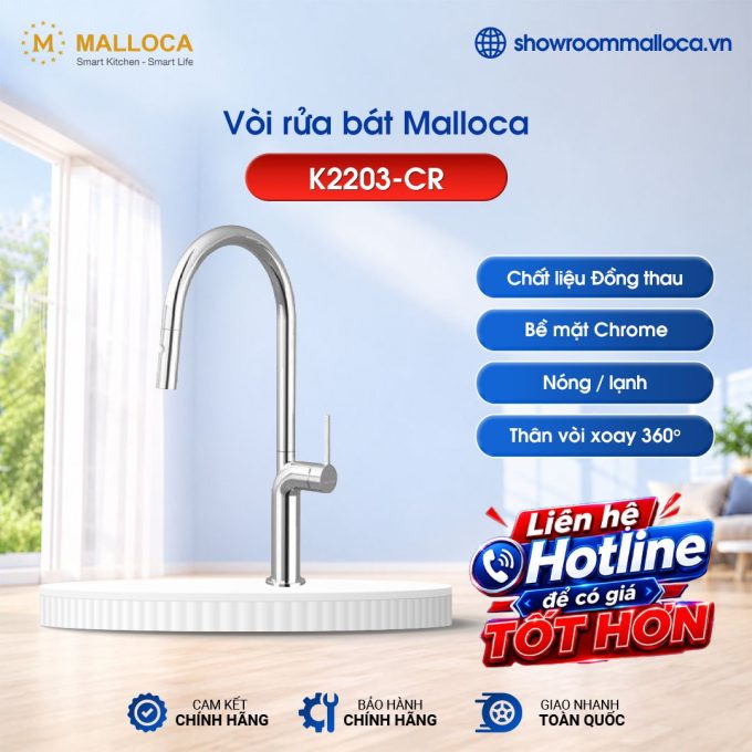 Vòi rửa chén Malloca K2203-CR