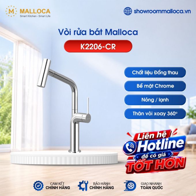 Vòi rửa chén Malloca K2206-CR