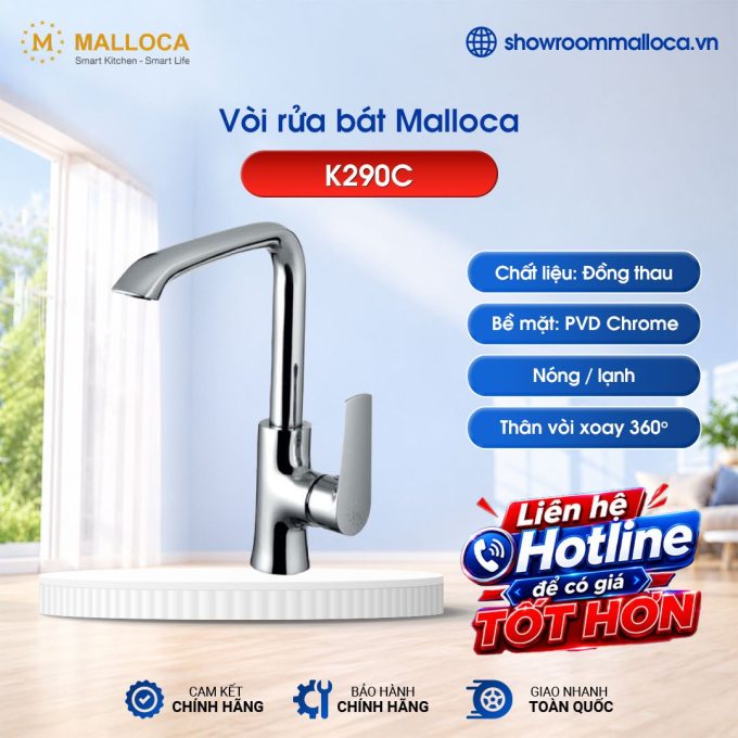 Vòi rửa bát nóng lạnh Malloca K290C