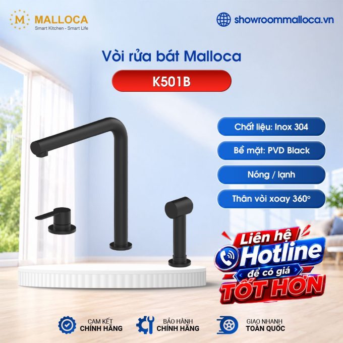 Vòi rửa bát nóng lạnh Malloca K501B