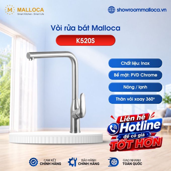 Vòi rửa bát nóng lạnh Malloca K520S