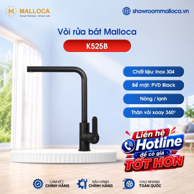 Vòi rửa bát nóng lạnh Malloca K525B
