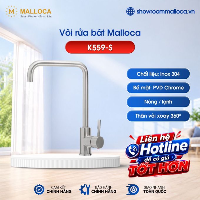 Vòi rửa bát nóng lạnh Malloca K559-S