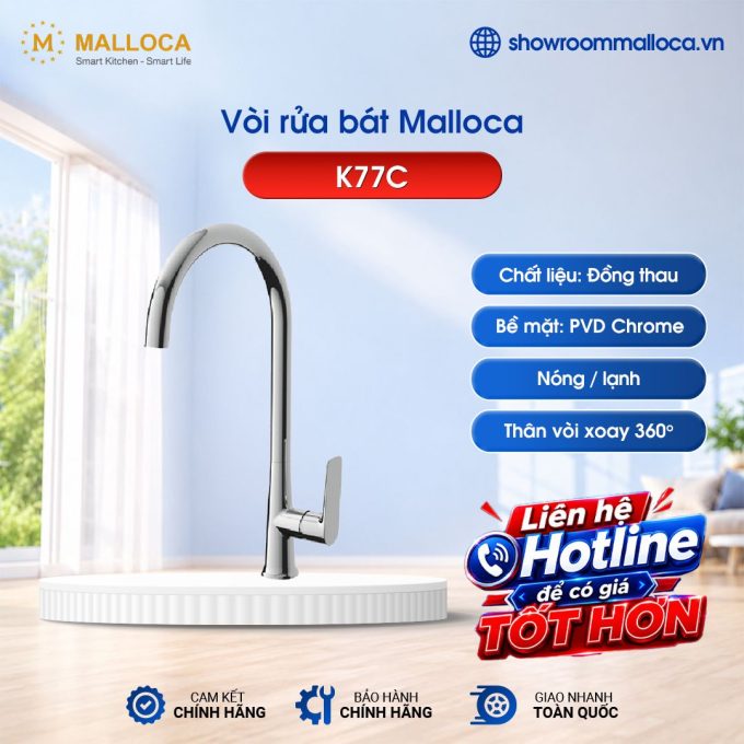 Vòi rửa bát nóng lạnh Malloca K77C