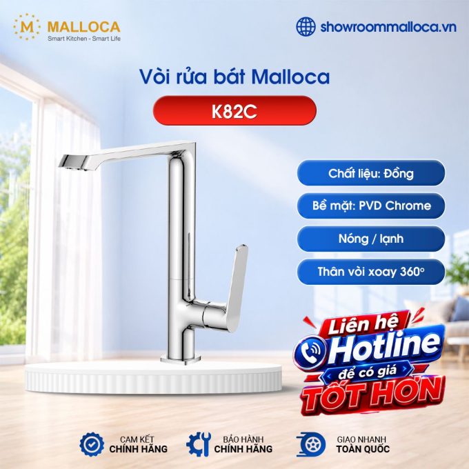 Vòi rửa bát nóng lạnh Malloca K82C