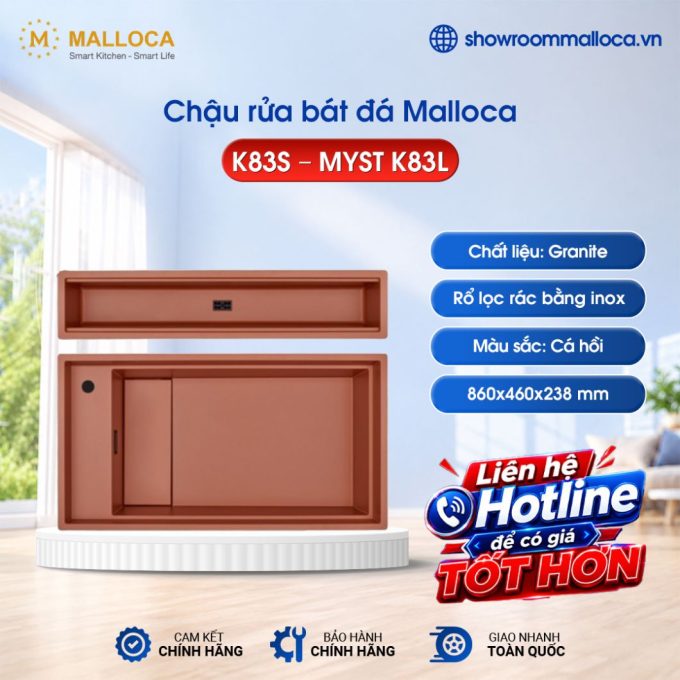 Chậu rửa bát Malloca MYST K83S – MYST K83L