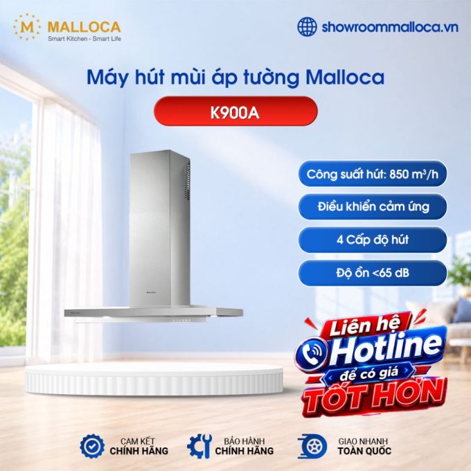 Máy hút mùi áp tường Malloca K900A