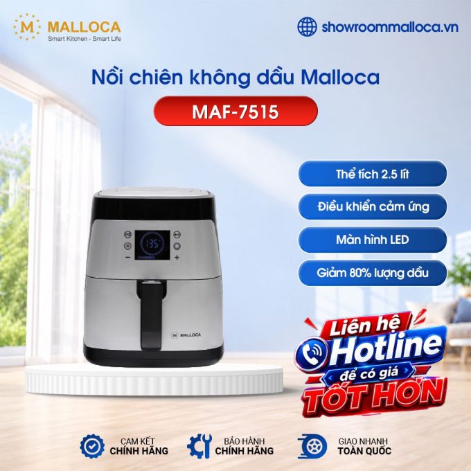 Nồi Chiên Không Dầu Malloca MAF-7515 màu đen