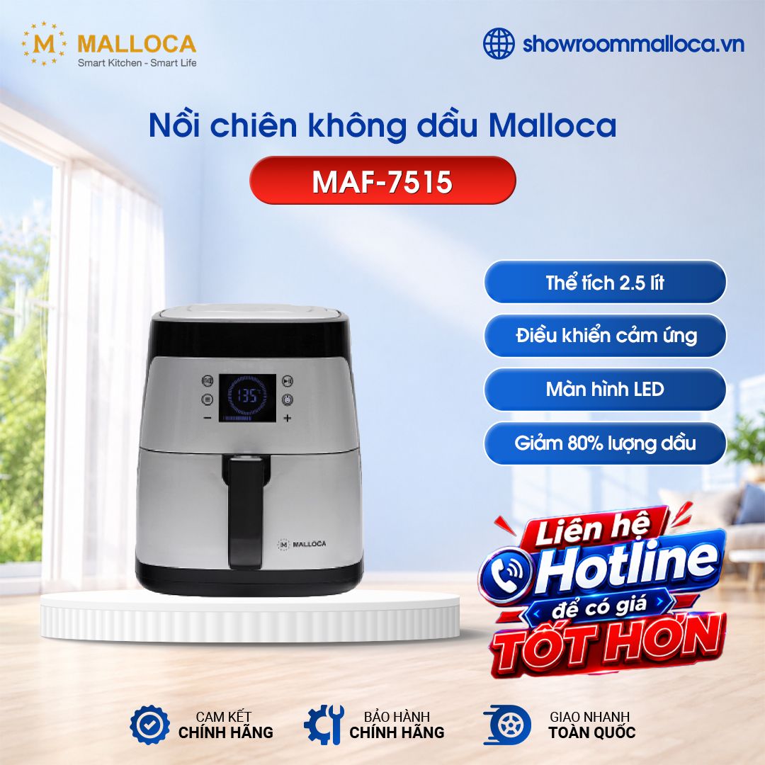 Nồi Chiên Không Dầu Malloca MAF-7515 màu đen