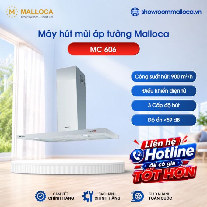 Máy hút mùi áp tường Malloca MC 606