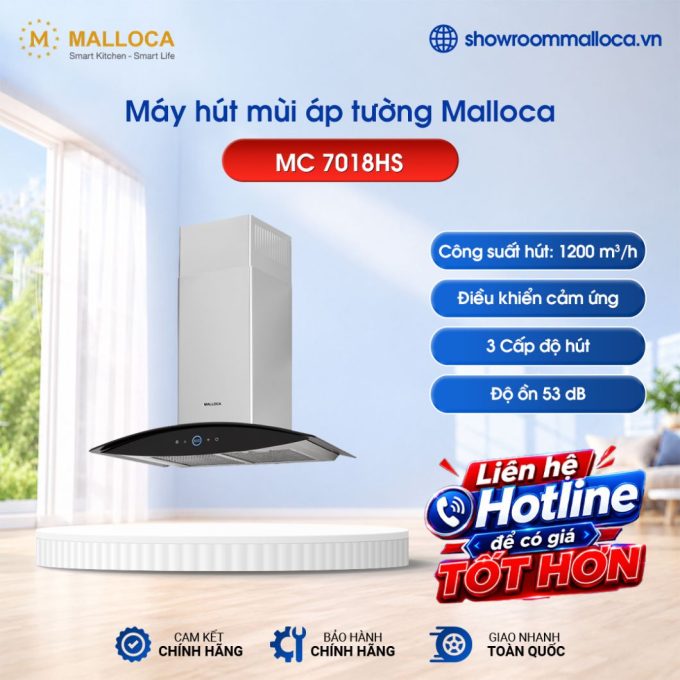 Máy hút mùi áp tường Malloca MC 7018HS