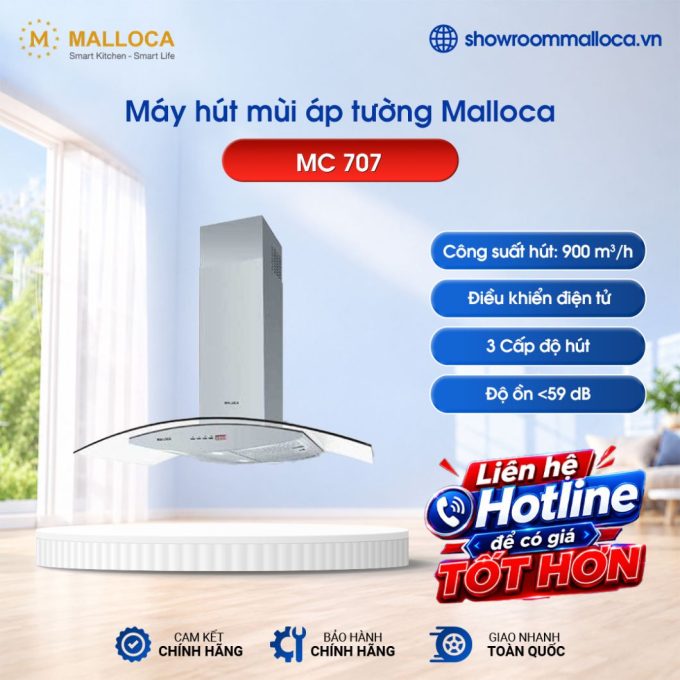 Máy hút mùi áp tường Malloca MC 707