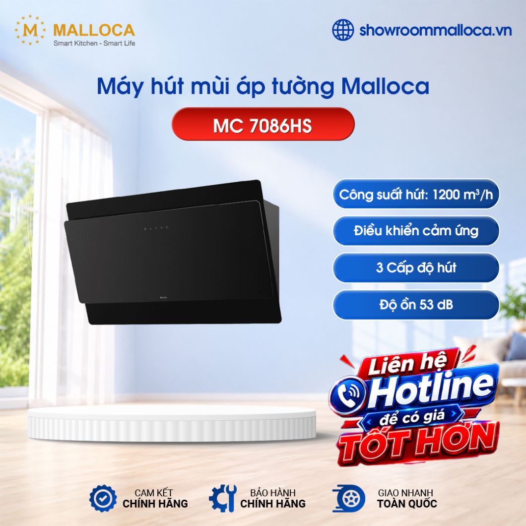 Máy hút mùi áp tường Malloca MC 7086HS