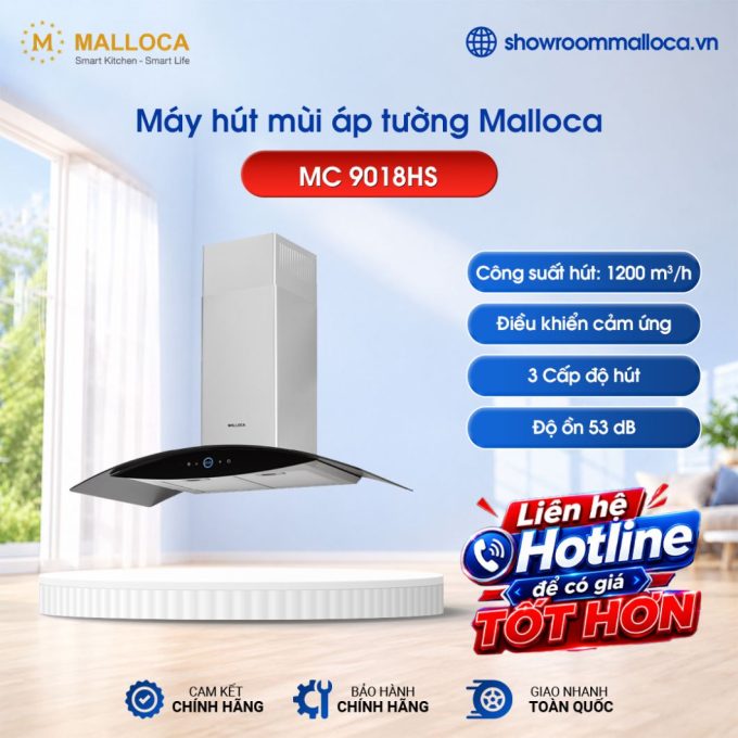 Máy hút mùi áp tường Malloca MC 9018HS