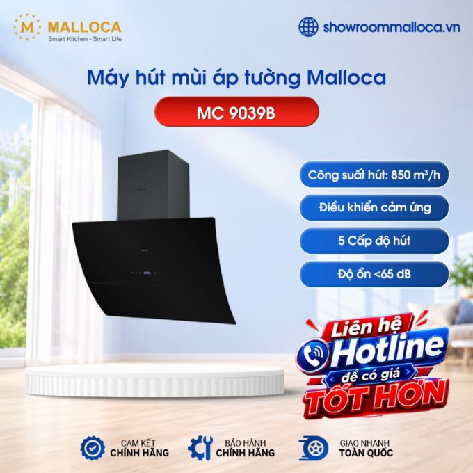 Máy hút mùi áp tường Malloca MC 9039B