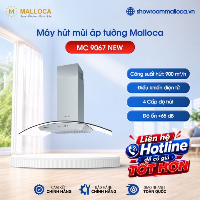 Máy hút mùi áp tường Malloca MC 9067 New