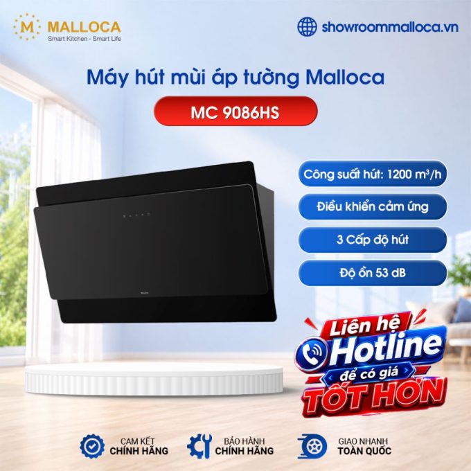 Máy hút mùi áp tường Malloca MC 9086HS
