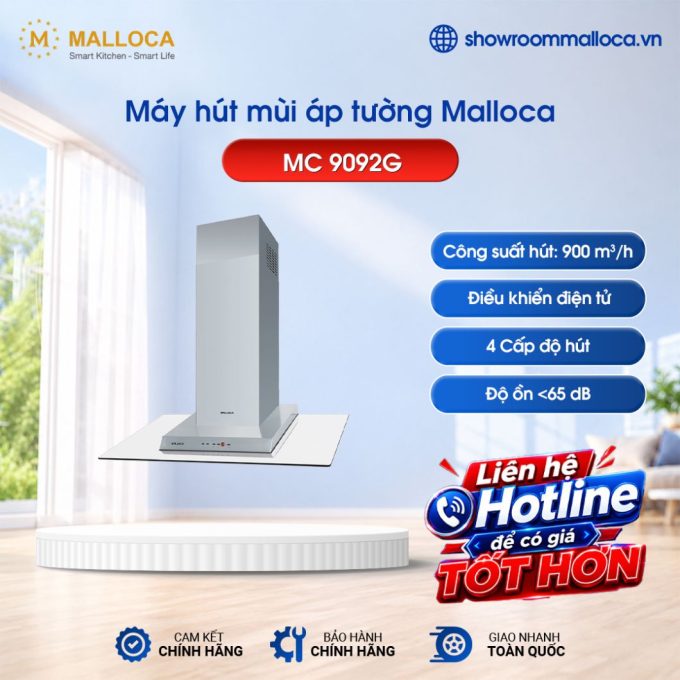 Máy hút mùi áp tường Malloca MC 9092G